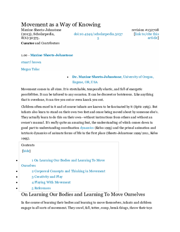 (DOC) Movement as a Way of Knowing Maxine SheetsJohnstone Academia.edu