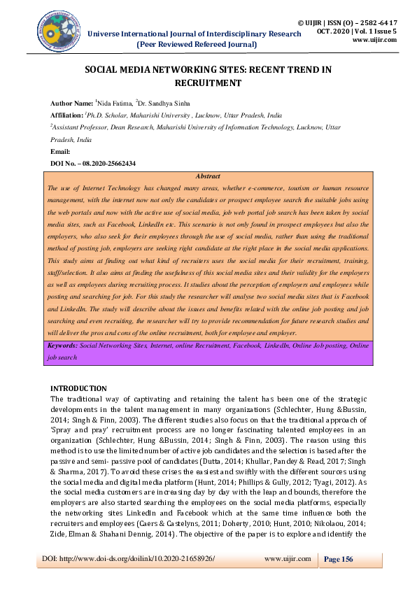 PDF) Social Media in Recruitment: Trends and Impacts