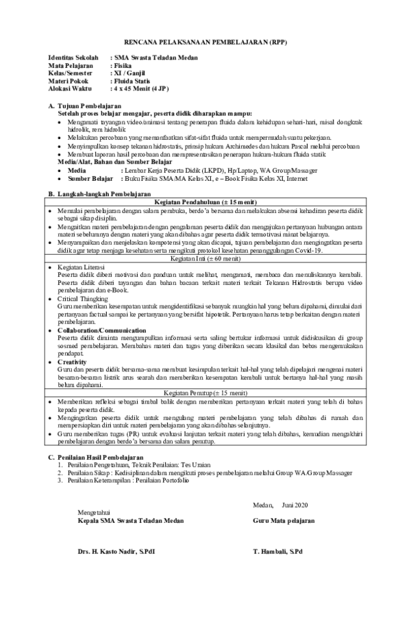 (DOC) RPP Fluida Statis
