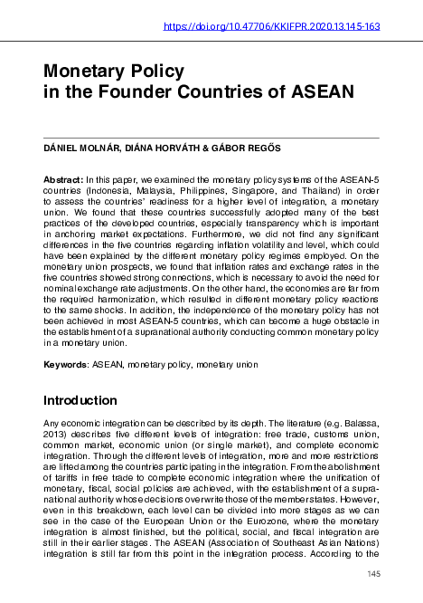 (PDF) Monetary Policy in the Founder Countries of ASEAN