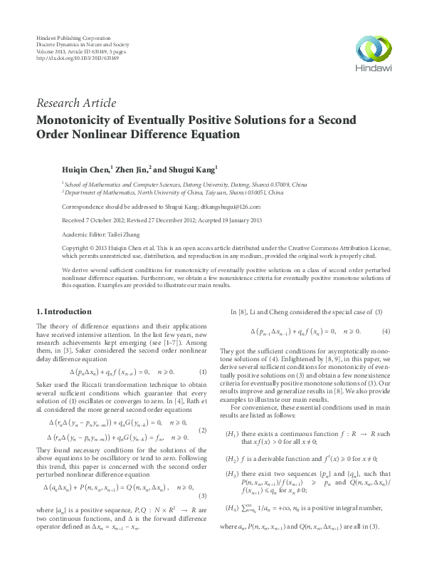 (PDF) Monotonicity of Eventually Positive Solutions for a Second Order ...