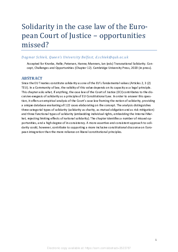 (PDF) Solidarity in the case law of the European Court of Justice ...