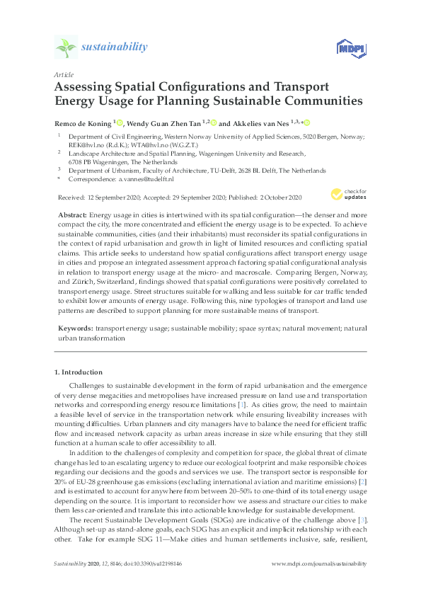 (PDF) Assessing Spatial Configurations and Transport Energy Usage for ...