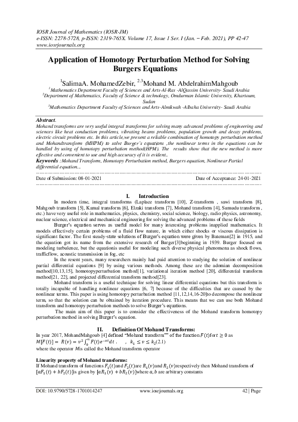 (PDF) Application of Homotopy Perturbation Method for Solving Burgers ...