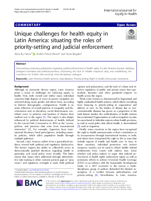 (PDF) Unique challenges for health equity in Latin America: situating ...