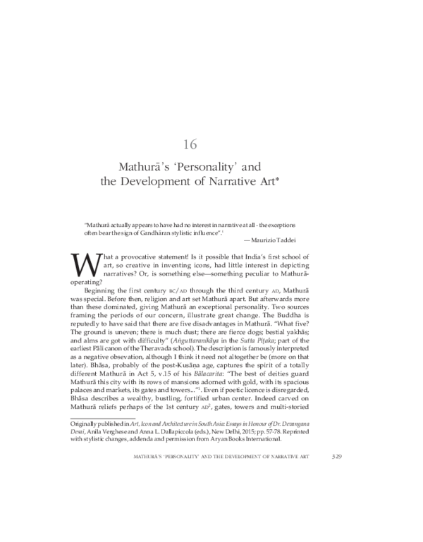 (PDF) MATHURA'S PERSONALITY AND THE DEVELOPMENT OF NARRATIVE ART