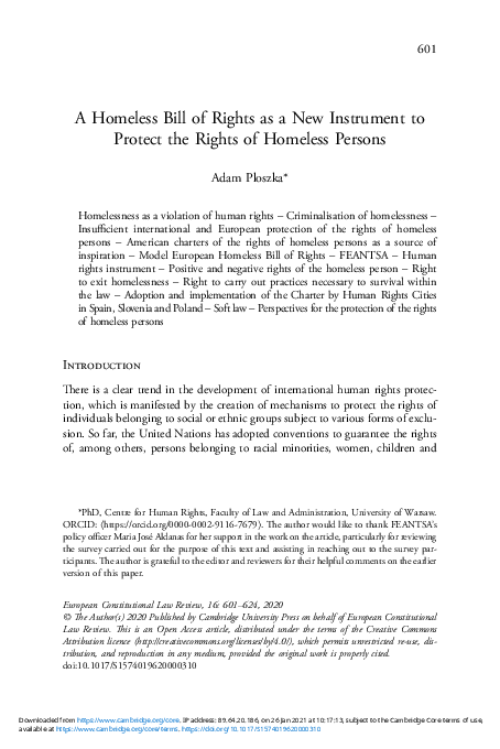 (PDF) A Homeless Bill of Rights as a New Instrument to Protect the ...