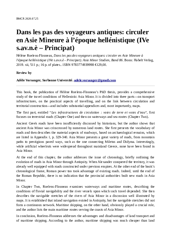 Pdf Vorsanger On Roelens Flouneau Bmcr 07 25 Adele Vorsanger Academia Edu