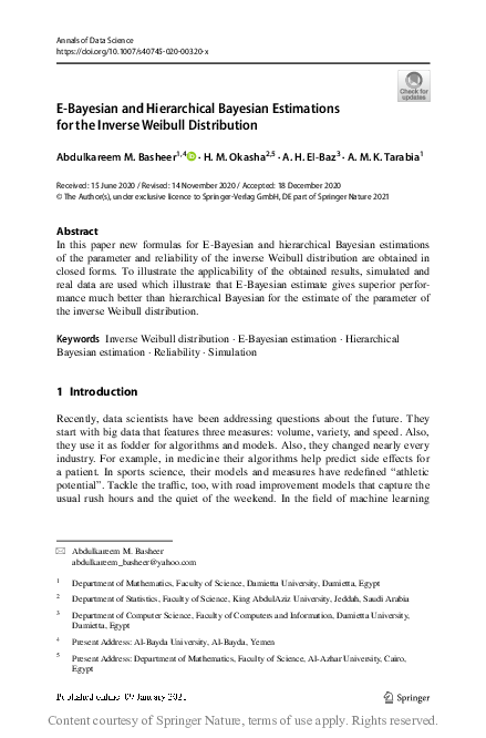 (PDF) E-Bayesian and Hierarchical Bayesian Estimations for the Inverse ...