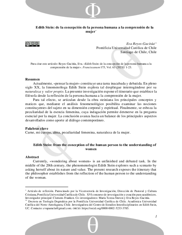 (PDF) Edith Stein: de la concepción de la persona humana a la ...