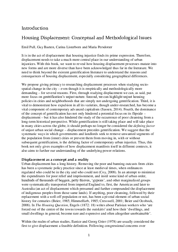 (PDF) Introduction Housing Displacement: Conceptual and Methodological ...