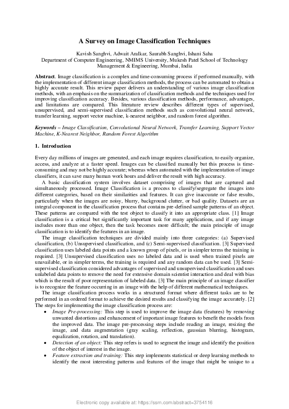 (PDF) A Survey on Image Classification Techniques