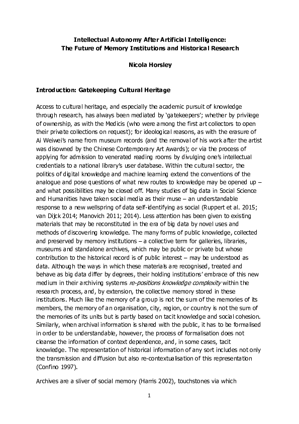 (PDF) Intellectual Autonomy After Artificial Intelligence: The Future ...