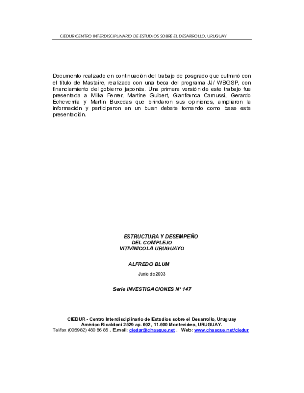 (PDF) Estructura y desempeño del complejo vitivinicola uruguayo