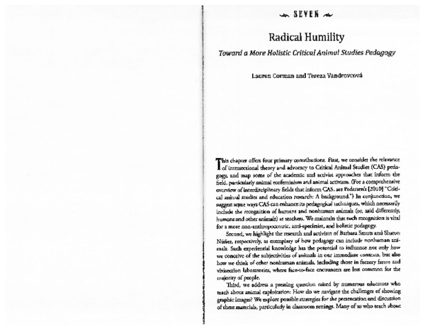 (PDF) Radical Humility: Toward a More Holistic Critical Animal Studies ...
