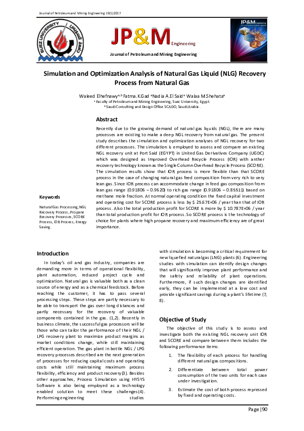 (PDF) Simulation and Optimization Analysis of Natural Gas Liquid (NLG ...