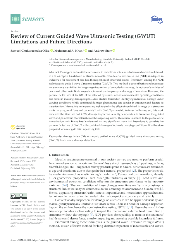(PDF) Review of Current Guided Wave Ultrasonic Testing (GWUT ...
