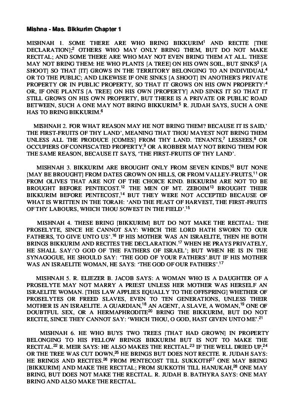 Pdf Mishna Mas Bikkurim Chapter 1 Mishna Mas Bikkurim Chapter 1