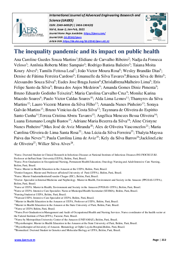 (PDF) The inequality pandemic and its impact on public health