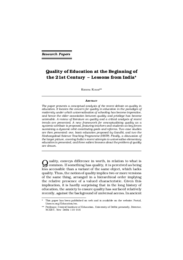 (PDF) Quality of Education at the Beginning of the 21st Century ...