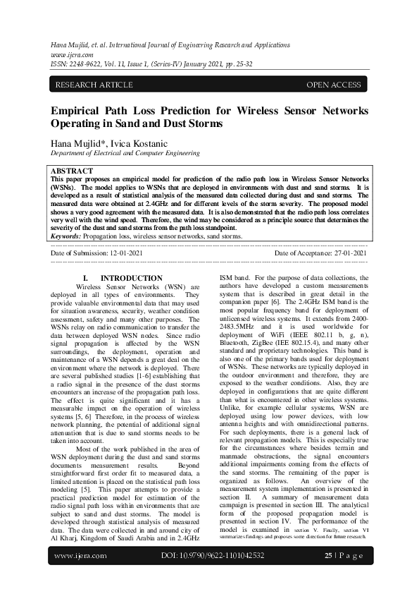 (PDF) Empirical Path Loss Prediction for Wireless Sensor Networks ...