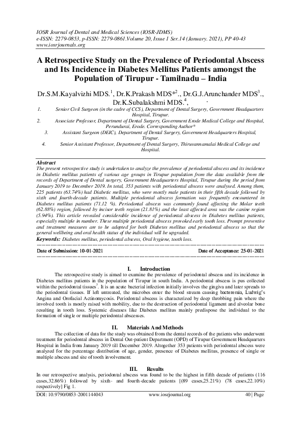 (PDF) A Retrospective Study on the Prevalence of Periodontal Abscess ...