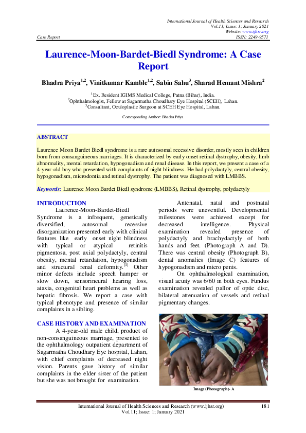 (PDF) Laurence-Moon-Bardet-Biedl Syndrome: A Case Report