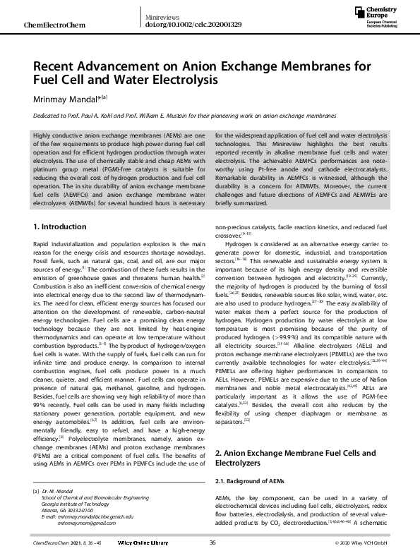 (PDF) Recent Advancement on Anion Exchange Membranes for Fuel Cell and ...