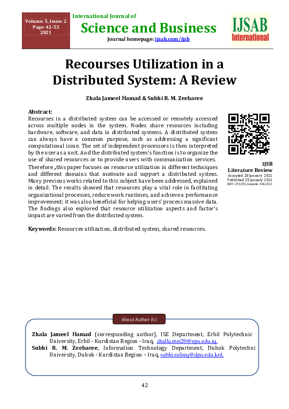 (PDF) Recourses Utilization in a Distributed System: A Review