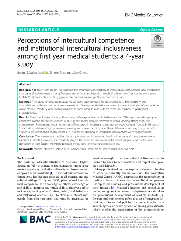 (PDF) Perceptions of intercultural competence and institutional ...