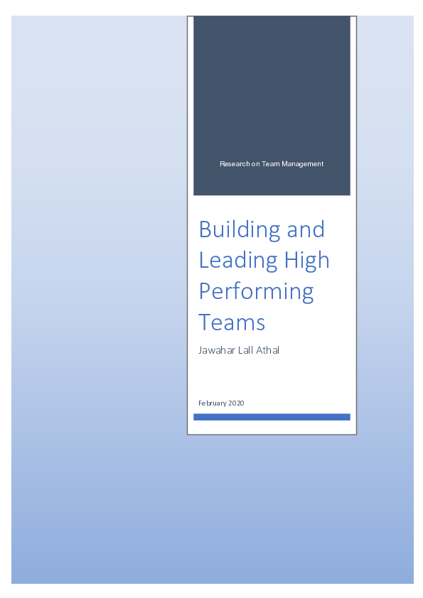 (PDF) Building and Leading High Performing Teams