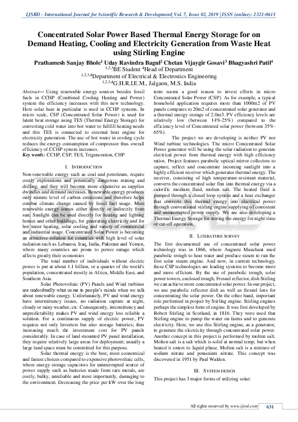 (PDF) Concentrated Solar Power Based Thermal Energy Storage for on ...