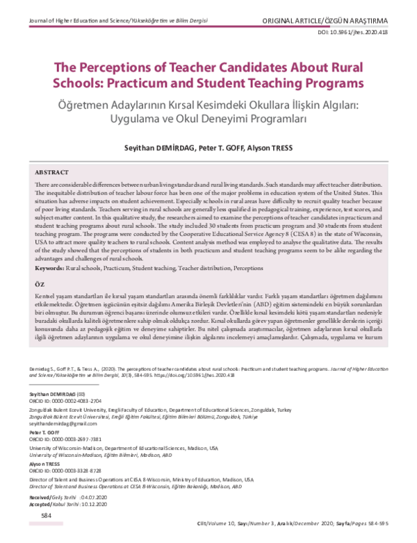 (PDF) The Perceptions of Teacher Candidates About Rural Schools ...