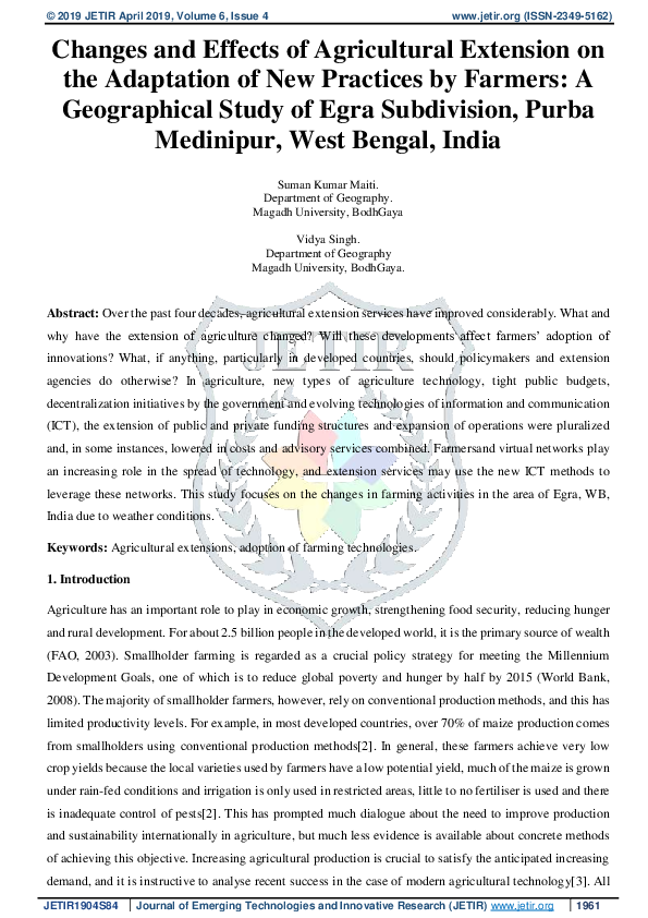 (PDF) Changes and Effects of Agricultural Extension on the Adaptation ...