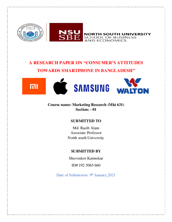 (PDF) A RESEARCH PAPER ON "CONSUMER'S ATTITUDES TOWARDS SMARTPHONE IN ...