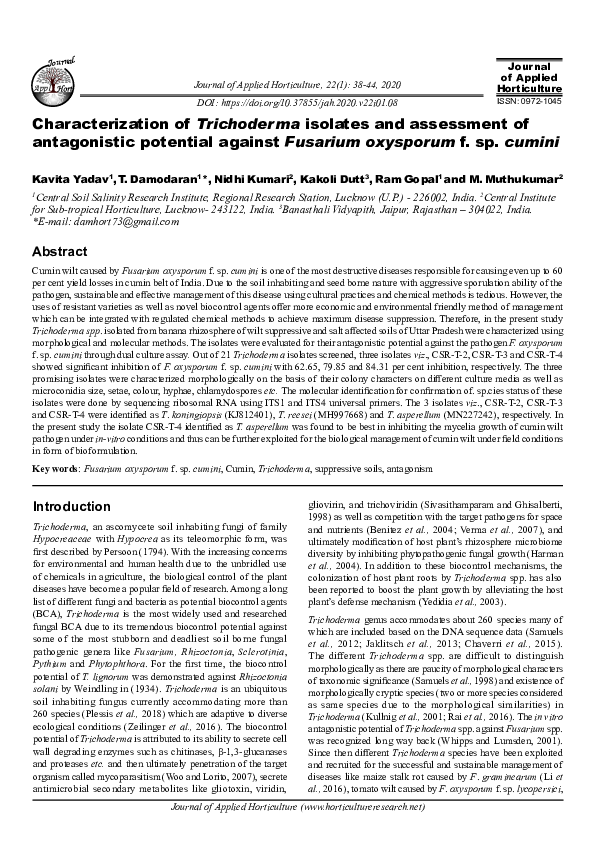 (PDF) Characterization of Trichoderma isolates and assessment of ...