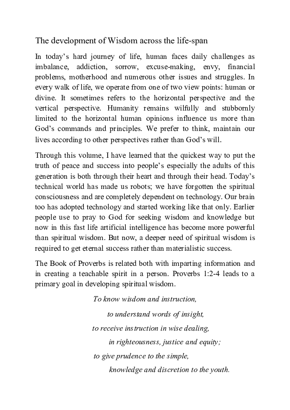 (DOC) The development of Wisdom across the life-span