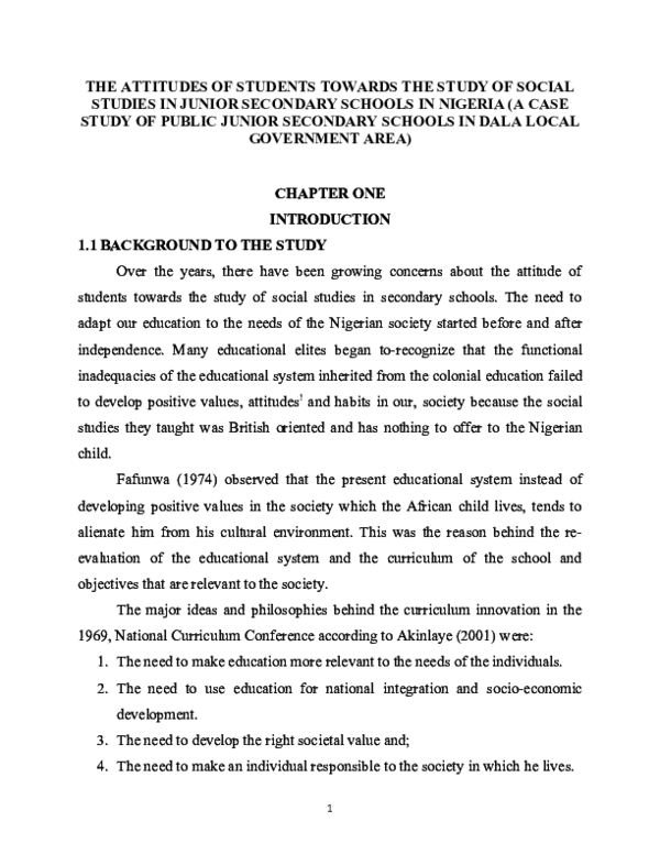 (DOC) THE ATTITUDES OF STUDENTS TOWARDS THE STUDY OF SOCIAL STUDIES IN ...