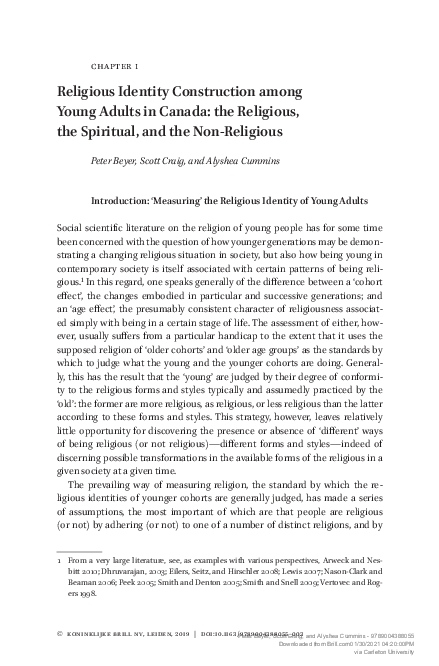 (PDF) Religious Identity Construction among Young Adults in Canada: the ...