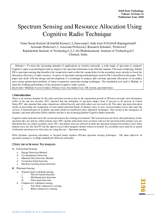(PDF) Spectrum Sensing and Resource Allocation Using Cognitive Radio ...