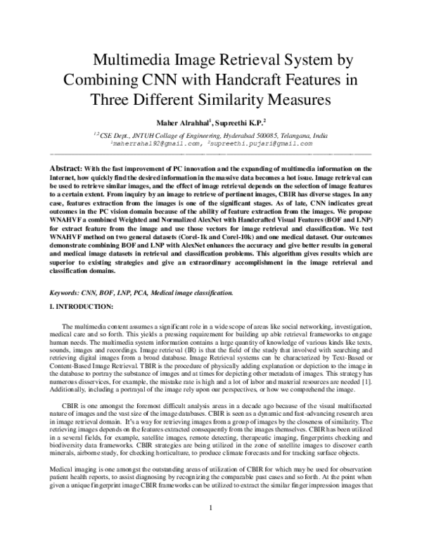 (PDF) Multimedia Image Retrieval System by Combining CNN with Handcraft ...