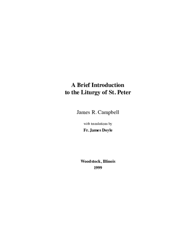 (PDF) A Brief Introduction to the Liturgy of St. Peter
