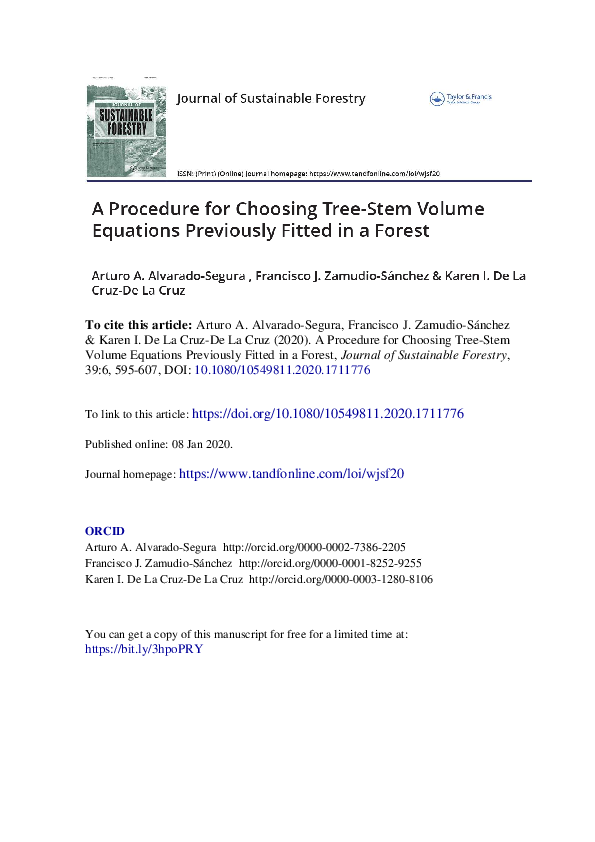 (PDF) A Procedure for Choosing Tree-Stem Volume Equations Previously ...