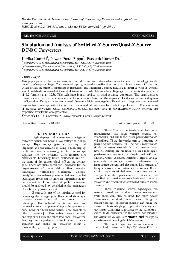 (PDF) Simulation and Analysis of Switched-Z-Source/Quasi-Z-Source DC-DC ...