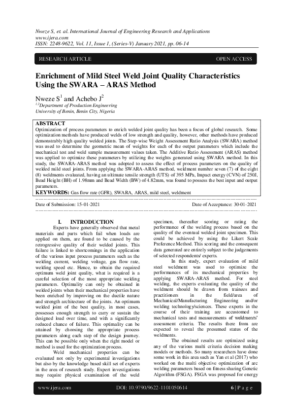 (PDF) Enrichment of Mild Steel Weld Joint Quality Characteristics Using ...
