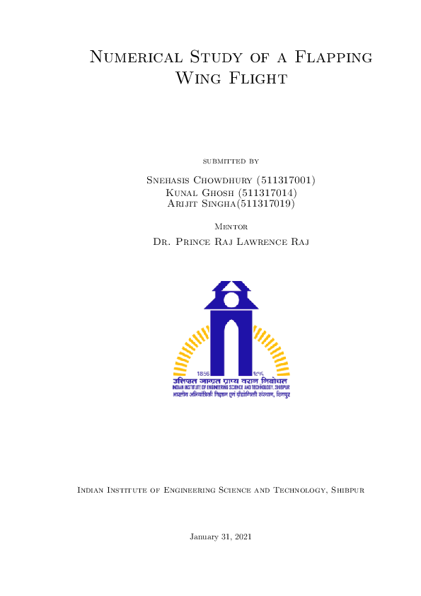 (PDF) Numerical Study of a Flapping Wing Flight