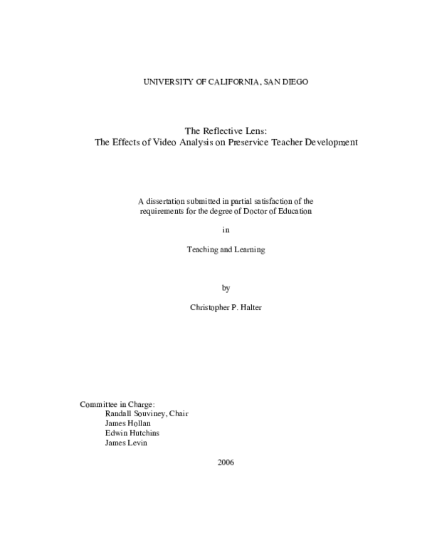 (PDF) The Reflective Lens: The Effects of Digital Video Analysis on ...