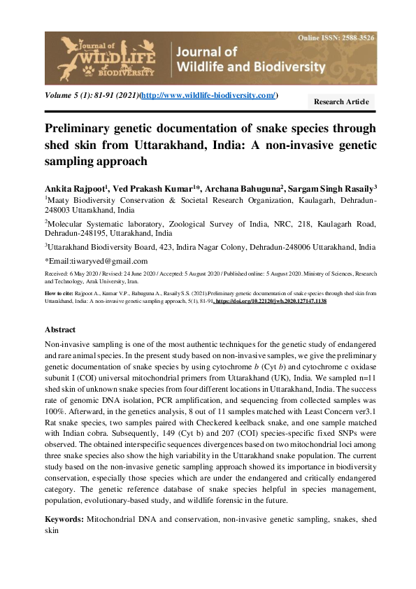 View of (PDF) Preliminary genetic documentation of snake species through shed ...
