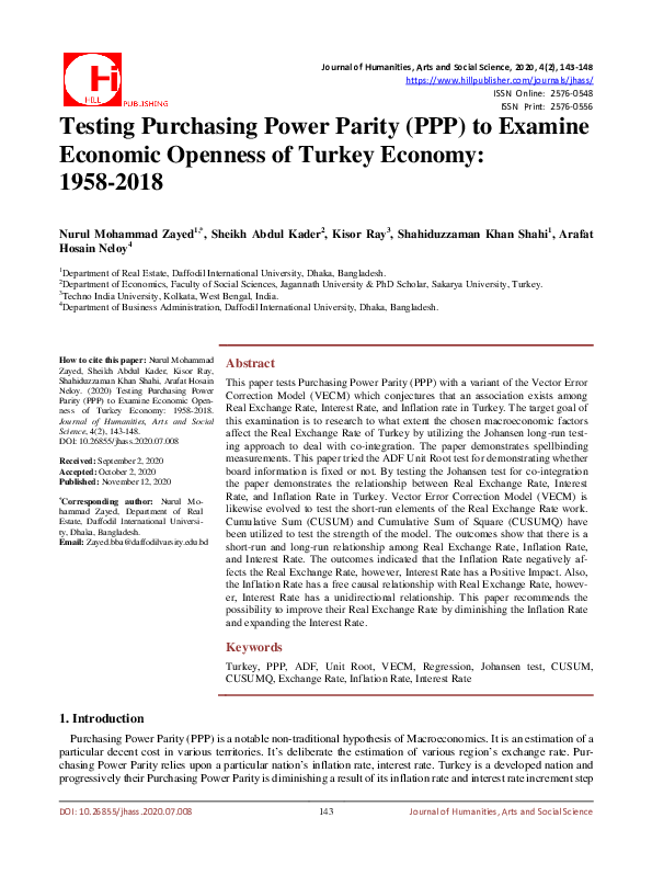 (PDF) Testing Purchasing Power Parity (PPP) to Examine Economic