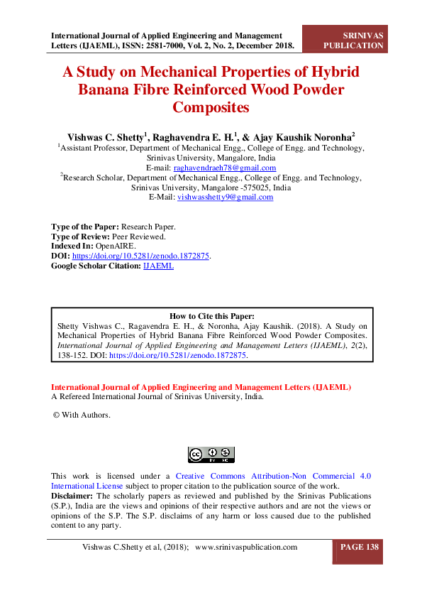 (PDF) A Study on Mechanical Properties of Hybrid Banana Fibre ...